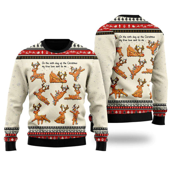 Nine Lazzies Sexy Reindeer Dancing Ugly Christmas Sweater For Men & Women Christmas Gift Sweater US2024 - WeCustomit