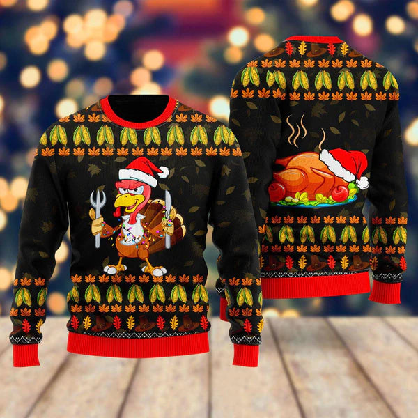 Thanksgiving Turkey Autumn Ugly Christmas Sweater For Men & Women Christmas Gift Sweater US1414 - WeCustomit