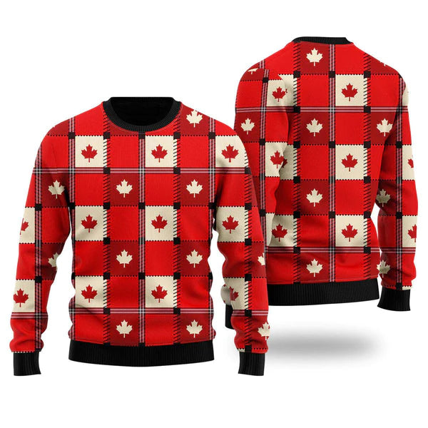 Red Maple Leaf Canada Day Ugly Christmas Sweater For Men & Women Christmas Gift Sweater US2242 - WeCustomit