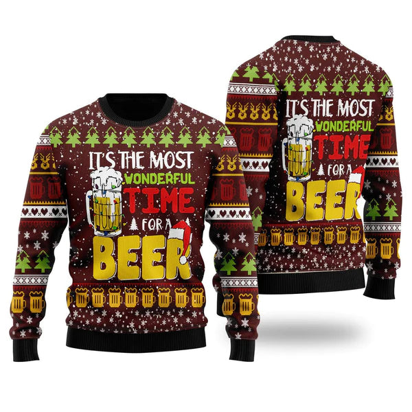 Time For Beer Ugly Christmas Sweater For Men & Women Christmas Gift Sweater US1644 - WeCustomit
