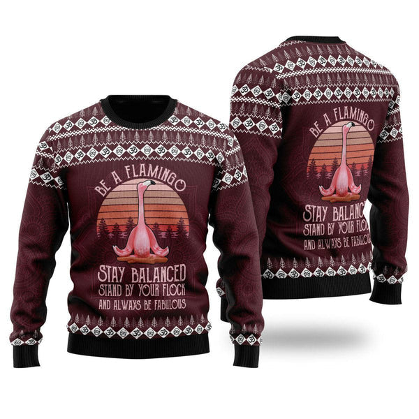 Flamingo Yoga Ugly Christmas Sweater For Men & Women Christmas Gift Sweater US1810 - WeCustomit