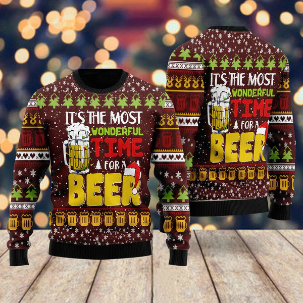 Time For Beer Ugly Christmas Sweater For Men & Women Christmas Gift Sweater US1644 - WeCustomit