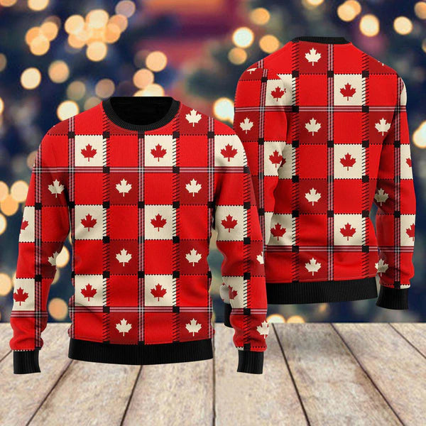 Red Maple Leaf Canada Day Ugly Christmas Sweater For Men & Women Christmas Gift Sweater US2242 - WeCustomit