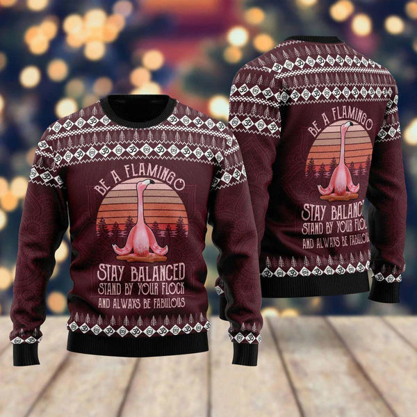 Flamingo Yoga Ugly Christmas Sweater For Men & Women Christmas Gift Sweater US1810 - WeCustomit