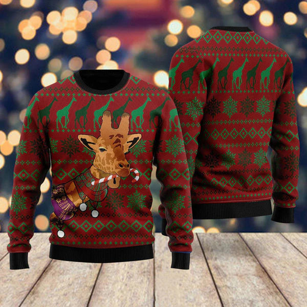 Giraffe Winter Ugly Christmas Sweater For Men & Women Christmas Gift Sweater US2356 - WeCustomit