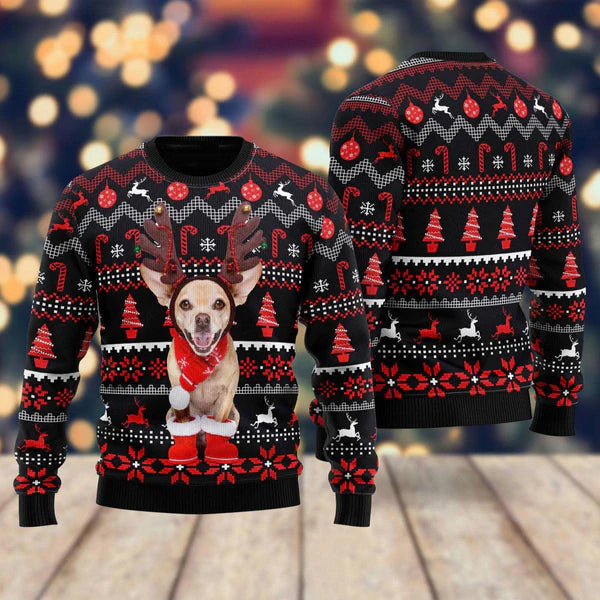 Christmas Santa Reindeer Dog Pattern Ugly Christmas Sweater For Men & Women Christmas Gift Sweater US1107 - WeCustomit