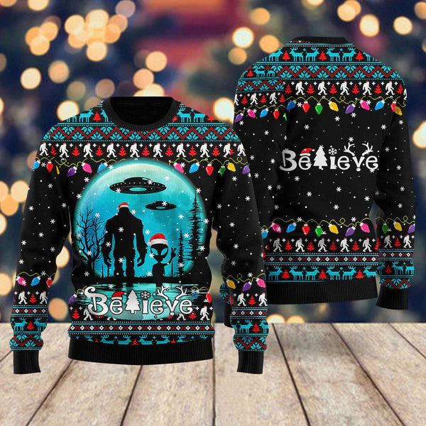 Bigfoot Christmas Ugly Christmas Sweater For Men & Women Christmas Gift Sweater US1050 - WeCustomit