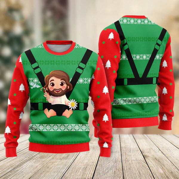 Jesus Baby Funny Red Green Ugly Christmas Sweater For Men & Women Christmas Gift Sweater US2291 - WeCustomit