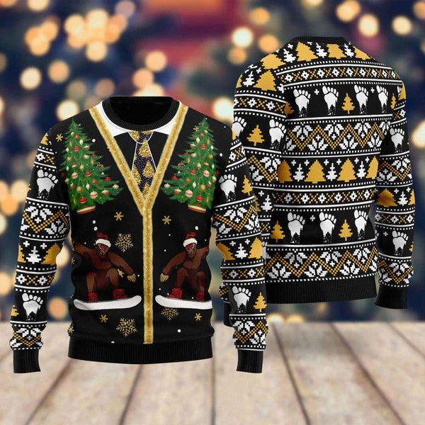 Funny Vintage Bigfoot Sasquatch Ugly Christmas Sweater For Men & Women Christmas Gift Sweater US2042 - WeCustomit