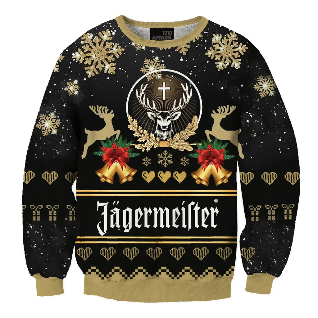 Unisex Jagermeister Bell 3D Ugly Christmas Sweater For Men & Women Christmas Gift Sweater BH1071 - WeCustomit