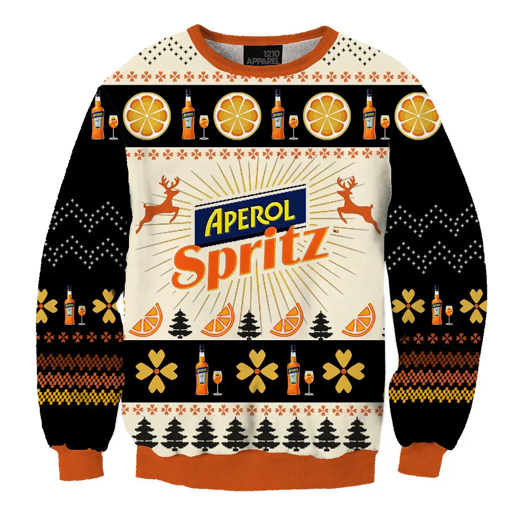 Unisex Vintage Aperol Spritz 06 3D Ugly Christmas Sweater For Men & Women Christmas Gift Sweater BH1076 - WeCustomit