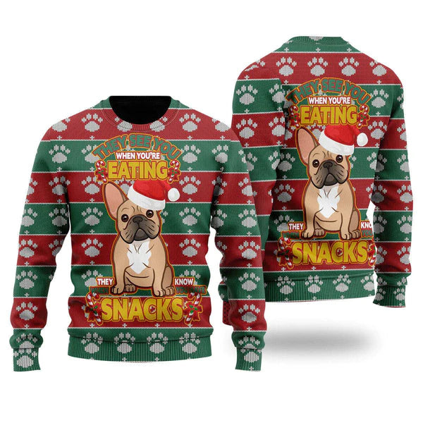Dog See You When You’re Eating Christmas Ugly Christmas Sweater For Men & Women Christmas Gift Sweater US1423 - WeCustomit