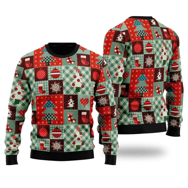 Patchwork Xmas Pattern Ugly Christmas Sweater For Men & Women Christmas Gift Sweater US1652 - WeCustomit