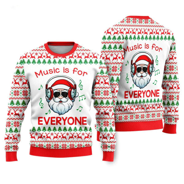Funny Santa Music Is For Everyone Ugly Christmas Sweater For Men & Women Christmas Gift Sweater US2030 - WeCustomit