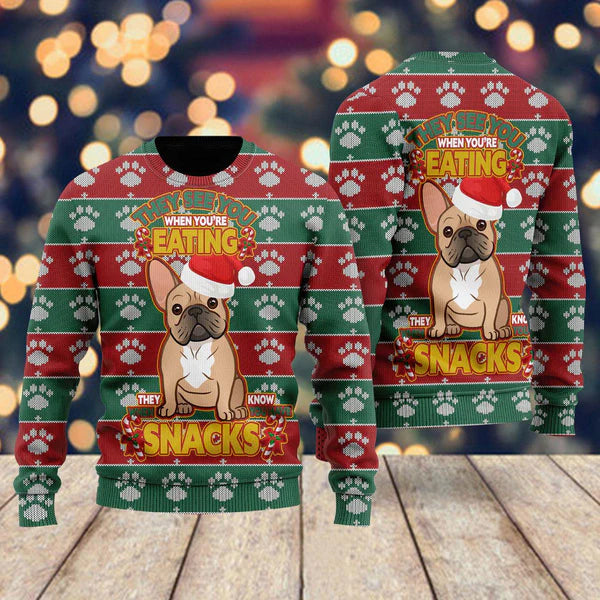 Dog See You When You’re Eating Christmas Ugly Christmas Sweater For Men & Women Christmas Gift Sweater US1423 - WeCustomit