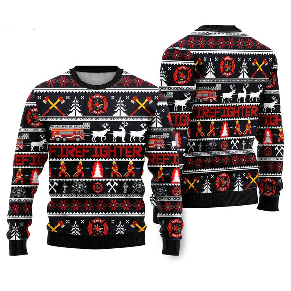 Firefighter Ugly Christmas Sweater For Men & Women Christmas Gift Sweater US1676 - WeCustomit