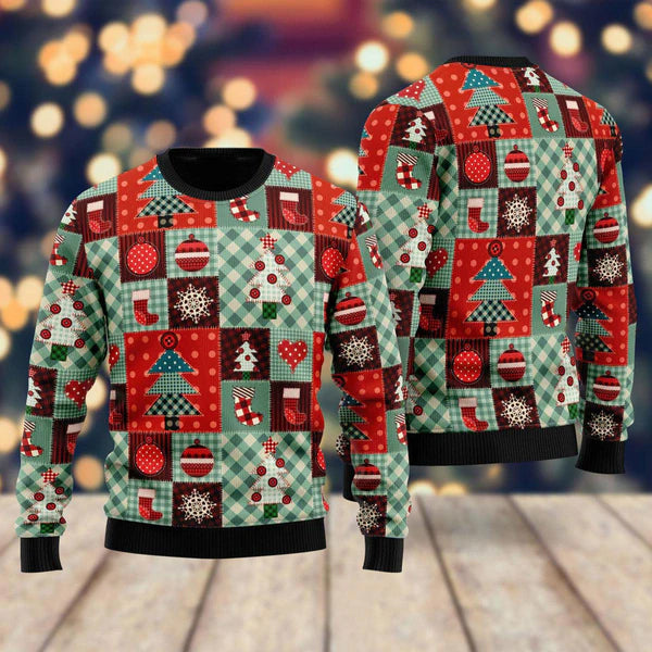 Patchwork Xmas Pattern Ugly Christmas Sweater For Men & Women Christmas Gift Sweater US1652 - WeCustomit