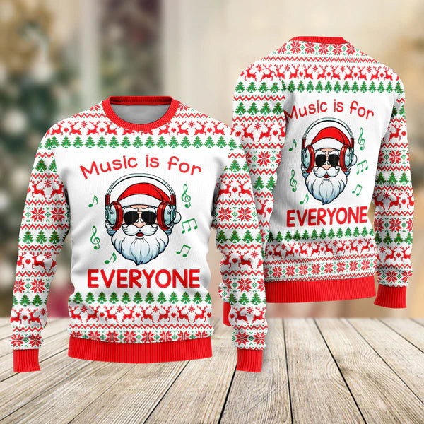 Funny Santa Music Is For Everyone Ugly Christmas Sweater For Men & Women Christmas Gift Sweater US2030 - WeCustomit