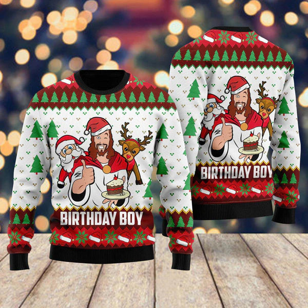 Jesus Birthday Boy Ugly Christmas Sweater For Men & Women Christmas Gift Sweater US1653 - WeCustomit