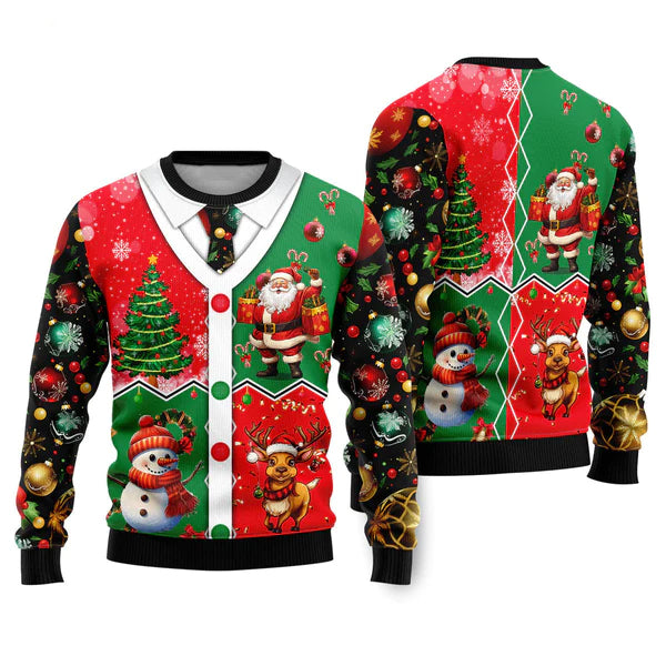 Santa Snowman Reindeer Cardigan Costume Ugly Christmas Sweater For Men & Women Christmas Gift Sweater US2248 - WeCustomit