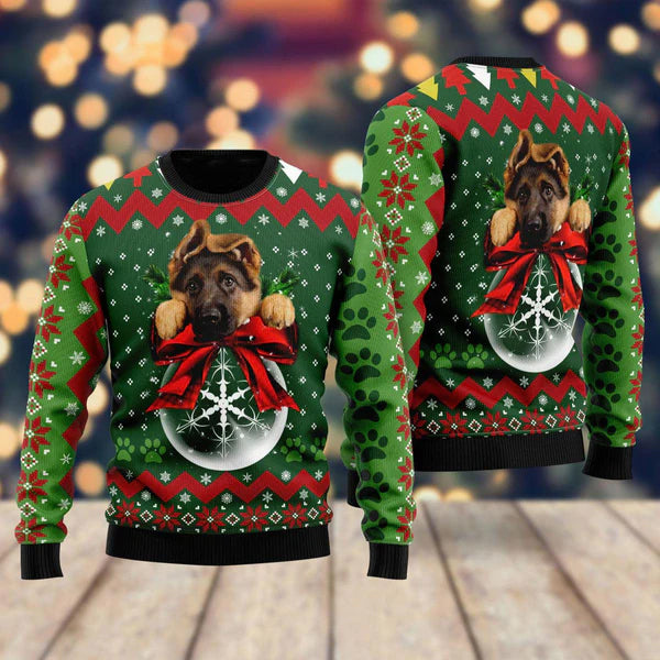 German Shepherd Ornament Ugly Christmas Sweater For Men & Women Christmas Gift Sweater US1819 - WeCustomit