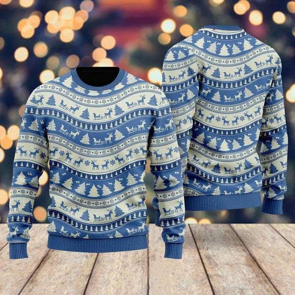 This Is Blue Holiday Pattern Ugly Christmas Sweater For Men & Women Christmas Gift Sweater US2035 - WeCustomit