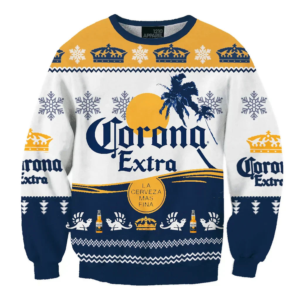 Unisex Corona Extra 3D Ugly Christmas Sweater For Men & Women Christmas Gift Sweater BH1272 - WeCustomit