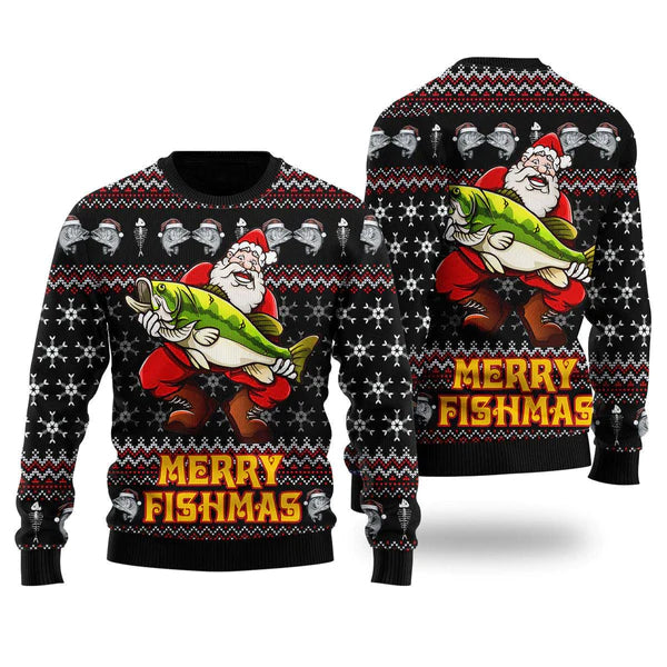 Merry Fishmas Santa Loves Fishing Ugly Christmas Sweater For Men & Women Christmas Gift Sweater US2249 - WeCustomit