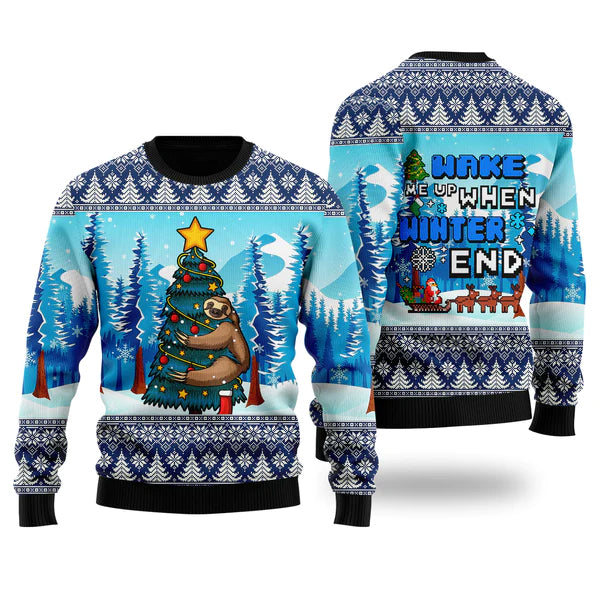 Ugly Sloth Wake Up When Winter Ends Ugly Christmas Sweater For Men & Women Christmas Gift Sweater US2036 - WeCustomit