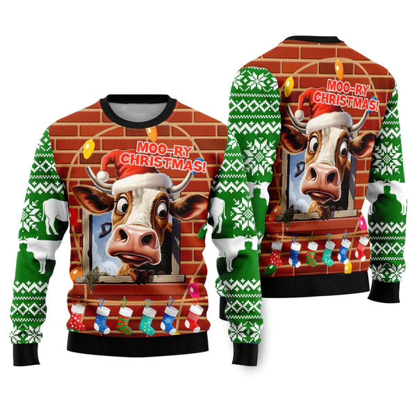Christmas Funny Cow Ugly Christmas Sweater For Men & Women Christmas Gift Sweater US2292 - WeCustomit