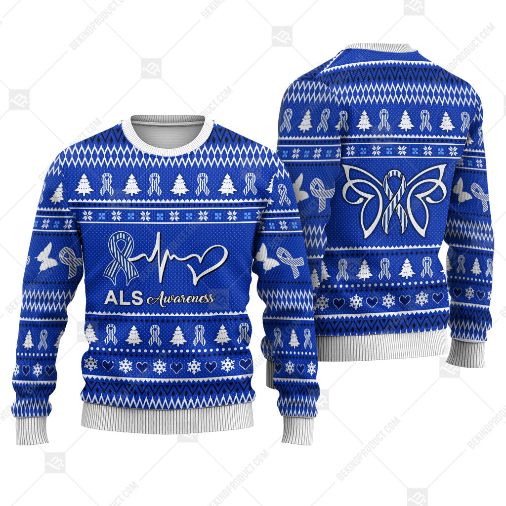 ALS Awareness Sweater Ugly Xmas Symbol Sweater Christmas Knitted Print Sweatshirt - Best Gift For Christmas, Noel - WeCustomit