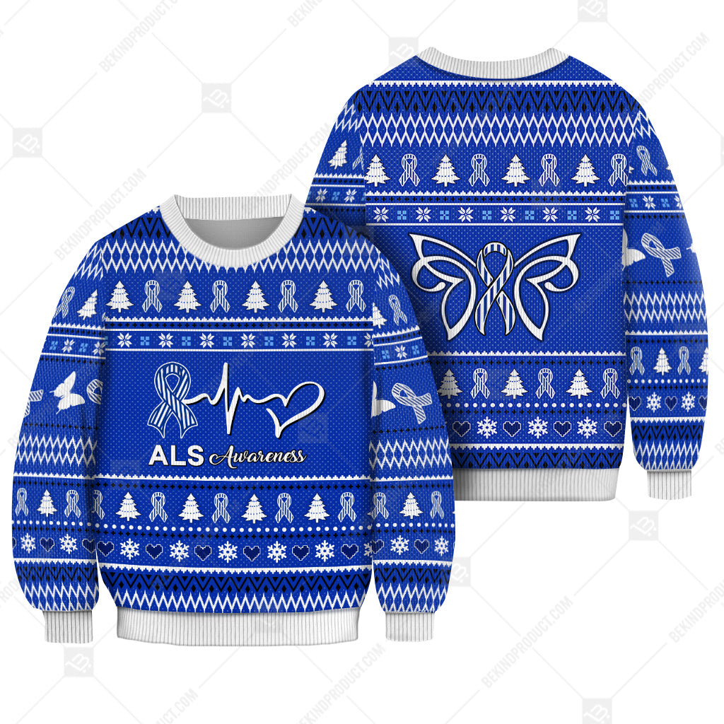 ALS Awareness Sweater Ugly Xmas Symbol Sweater Christmas Knitted Print Sweatshirt - Best Gift For Christmas, Noel - WeCustomit