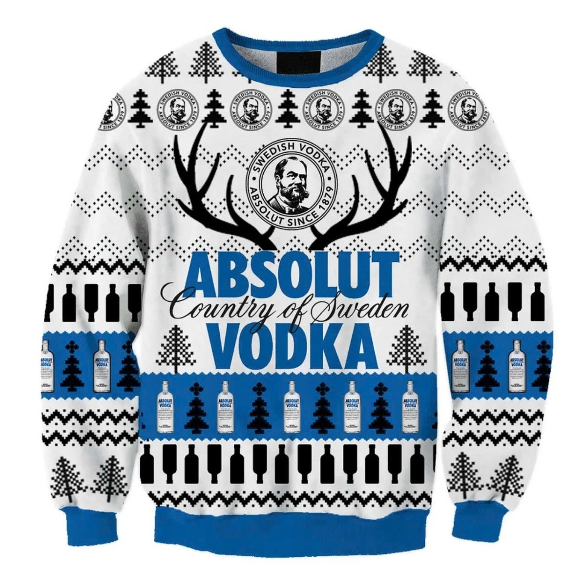 Absolut Vodka Reindeer Horns Ugly Sweater - WeCustomit