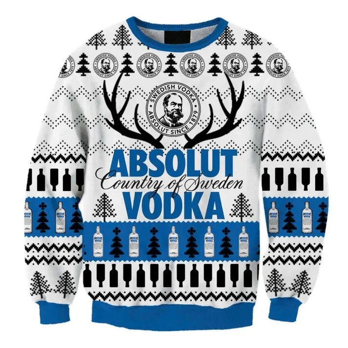 Absolut Vodka Reindeer Horns Ugly Sweater - WeCustomit