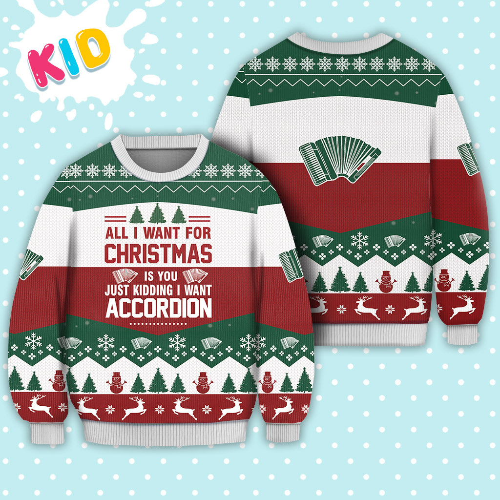 Accordion All I want for Christmas Sweater Christmas Knitted Print Sweatshirt - Best Gift For Christmas, Noel - Christmas Signature - WeCustomit