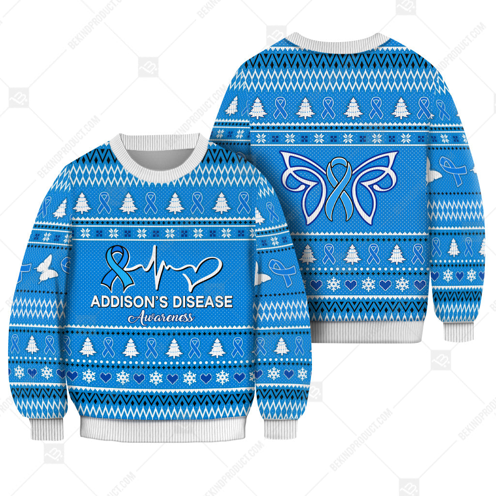 Addison’s Disease Awareness Sweater Ugly Xmas Symbol Sweater Christmas Knitted Print Sweatshirt - Best Gift For Christmas, Noel - WeCustomit