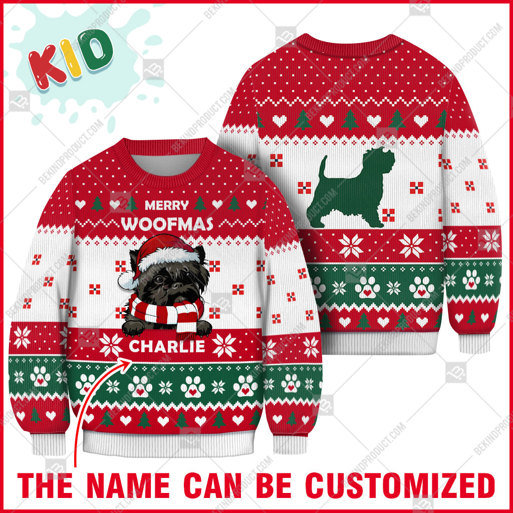Affenpinscher Dog Christmas Paw Heart Print Ugly Christmas Sweater Print Sweatshirt - Personalized Custom - Best Gift For Noel - WeCustomit