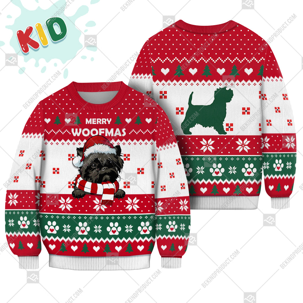 Affenpinscher Dog Christmas Paw Heart Print Ugly Christmas Sweater Print Sweatshirt - Best Gift For Christmas, Noel - WeCustomit