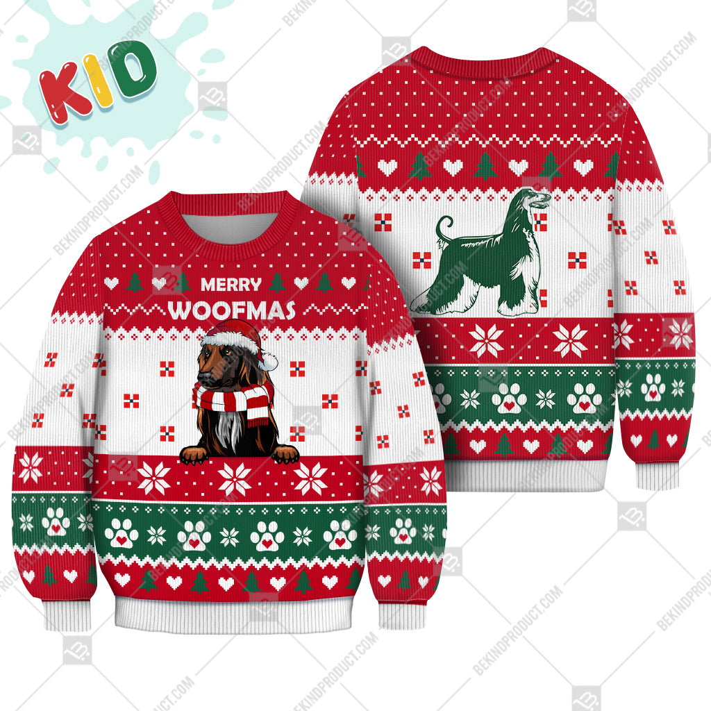 Afghan Hound Dog Christmas Paw Heart Print Ugly Christmas Sweater Print Sweatshirt - Best Gift For Christmas, Noel - WeCustomit