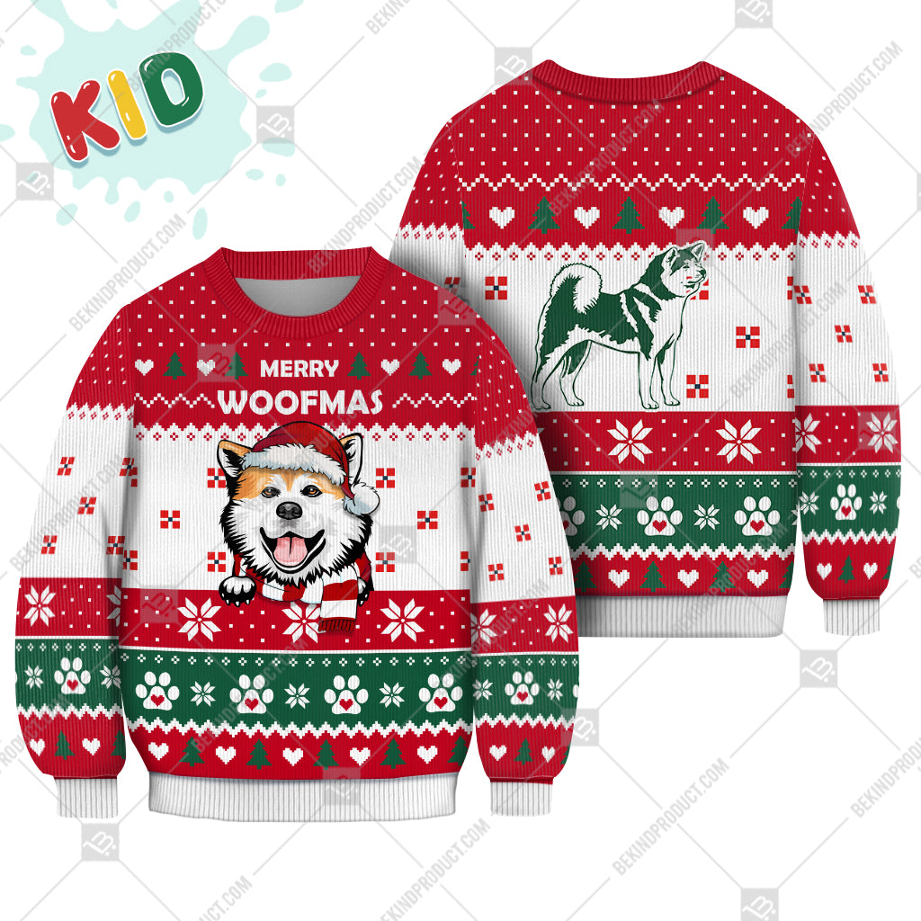 Akita Dog Christmas Paw Heart Print Ugly Christmas Sweater Print Sweatshirt - Best Gift For Christmas, Noel - WeCustomit