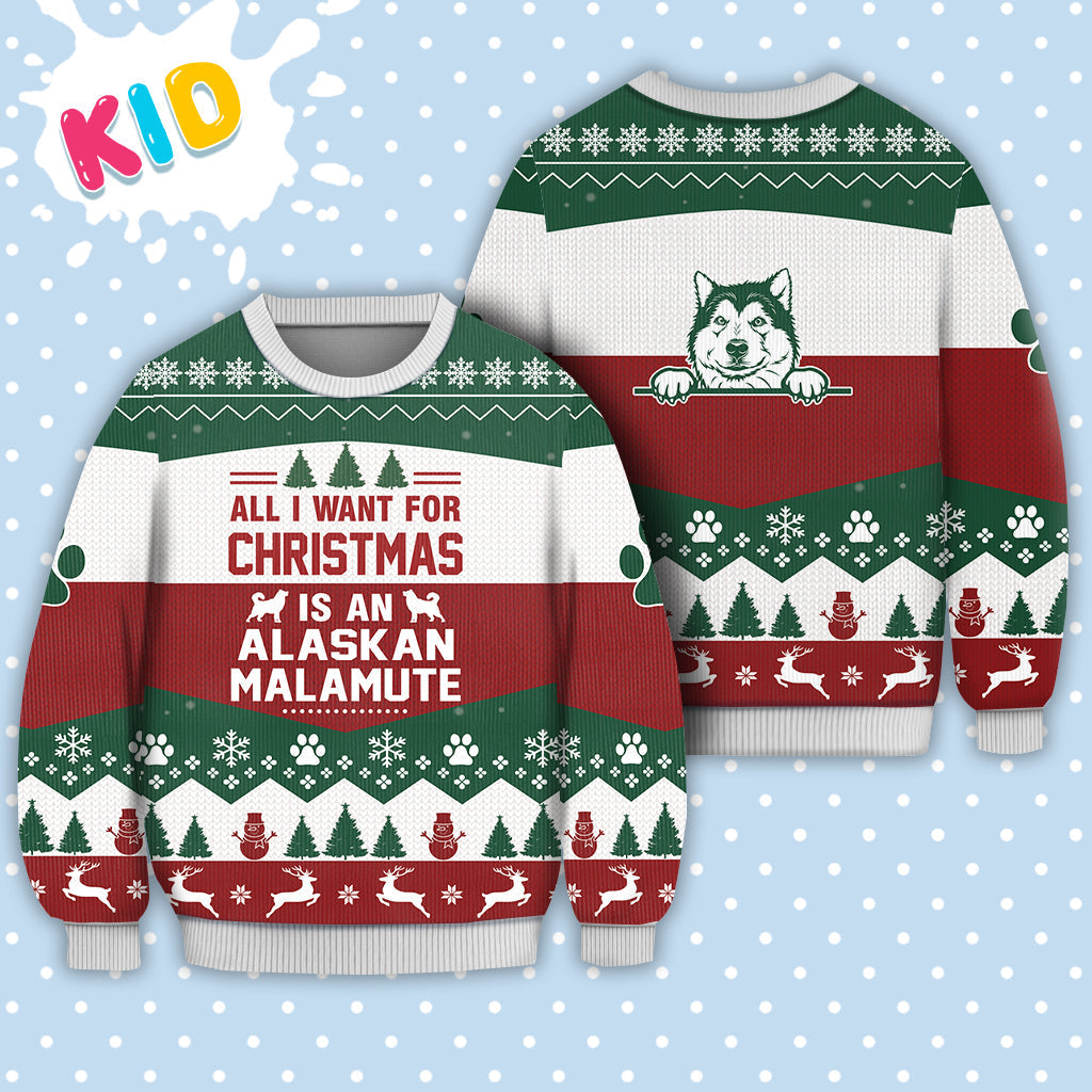 Alaskan Malamute All I Want For Christmas Sweater Christmas Knitted Print Sweatshirt - Best Gift For Christmas, Noel - Christmas Signature - WeCustomit