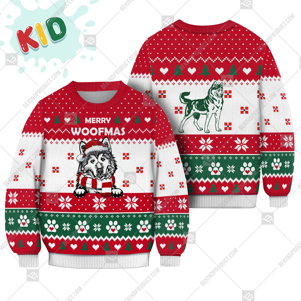 Alaskan Malamute Dog Christmas Paw Heart Print Ugly Christmas Sweater Print Sweatshirt - Best Gift For Christmas, Noel - WeCustomit