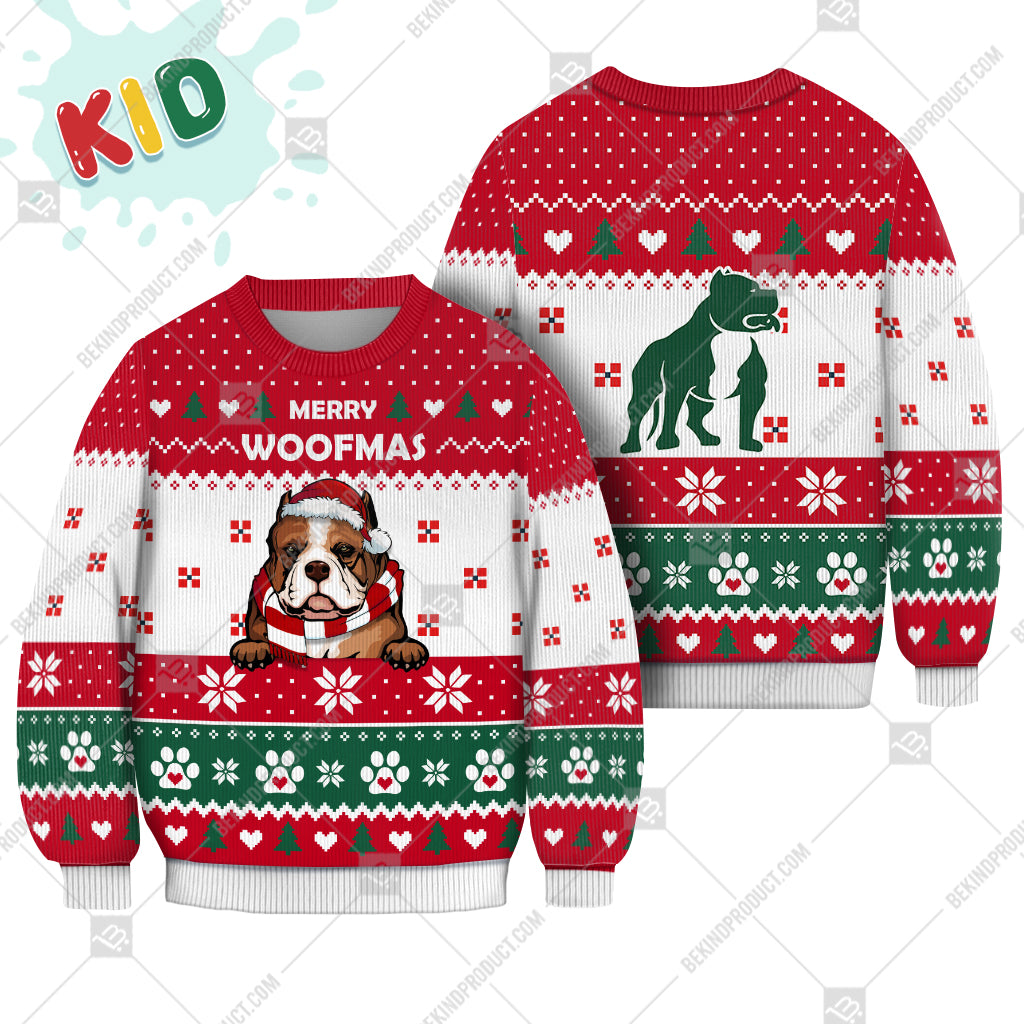 American Bully Dog Christmas Paw Heart Print Ugly Christmas Sweater Print Sweatshirt - Best Gift For Christmas, Noel - WeCustomit