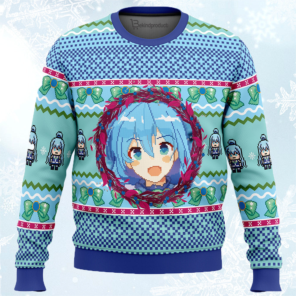 Aqua KonoSuba Ugly Christmas Sweater For Men & Women Christmas Gift Sweater PT512 - WeCustomit