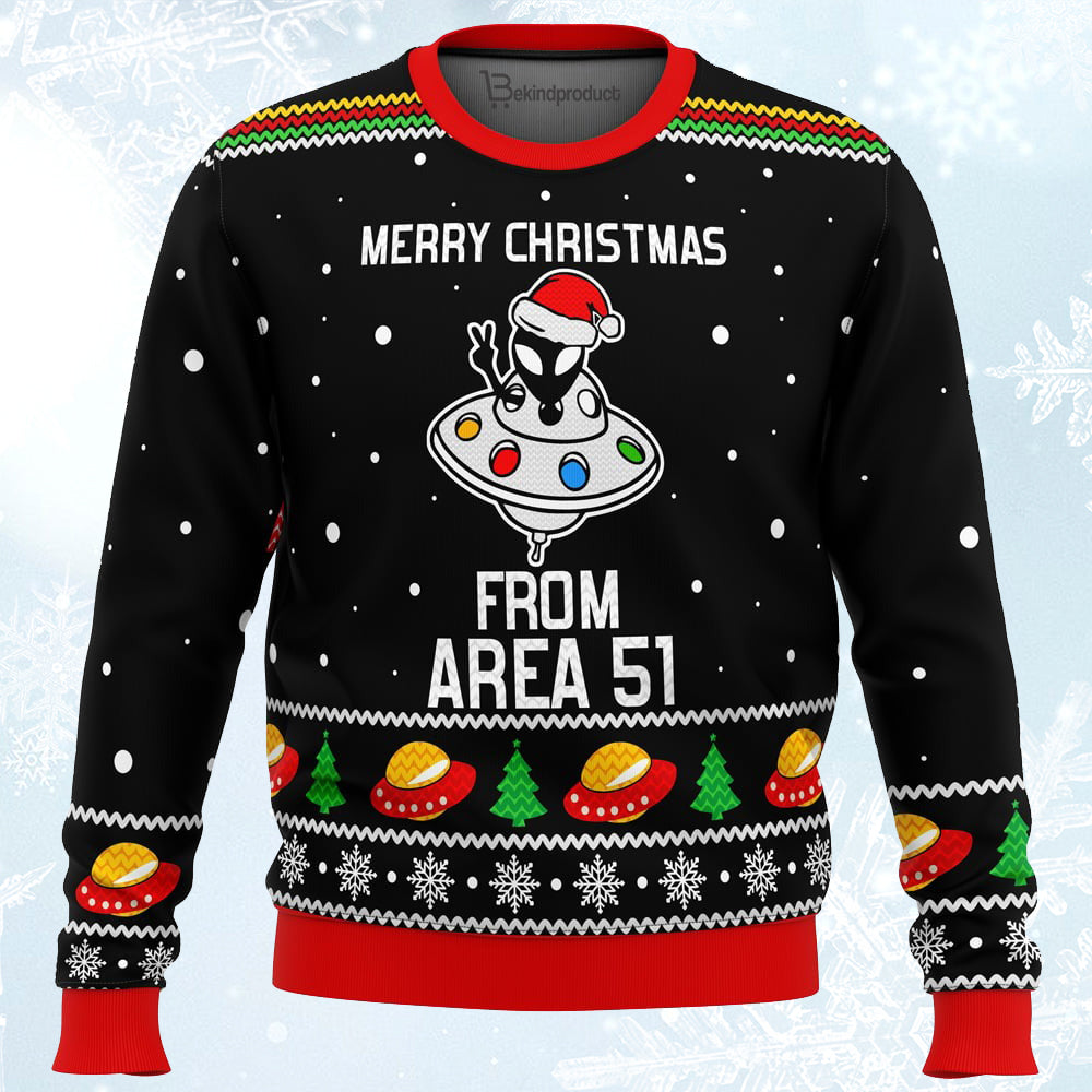 Merry Christmas From Area 51 Ugly Christmas Sweater For Men & Women Christmas Gift Sweater PT322 - WeCustomit
