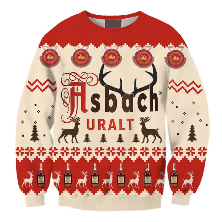Asbach Uralt Christmas Reindeer Ugly Sweater - WeCustomit