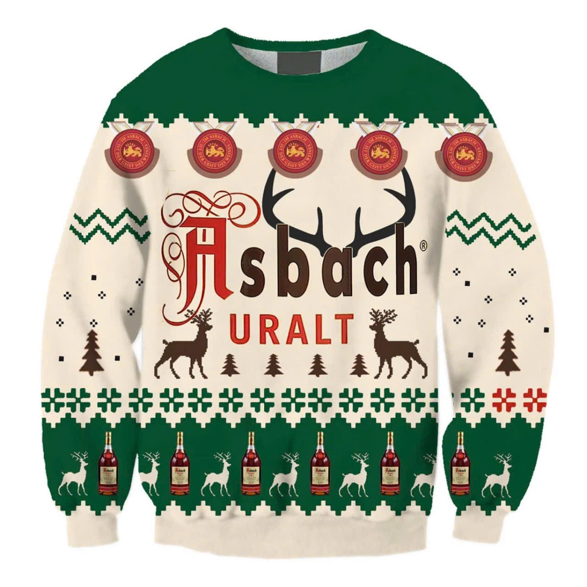 Asbach Uralt Christmas Reindeer Ugly Sweater - WeCustomit