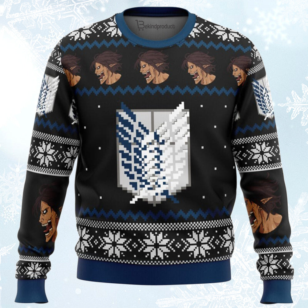 Attack on Titan Survery Corps Ugly Christmas Sweater For Men & Women Christmas Gift Sweater BH198 - WeCustomit