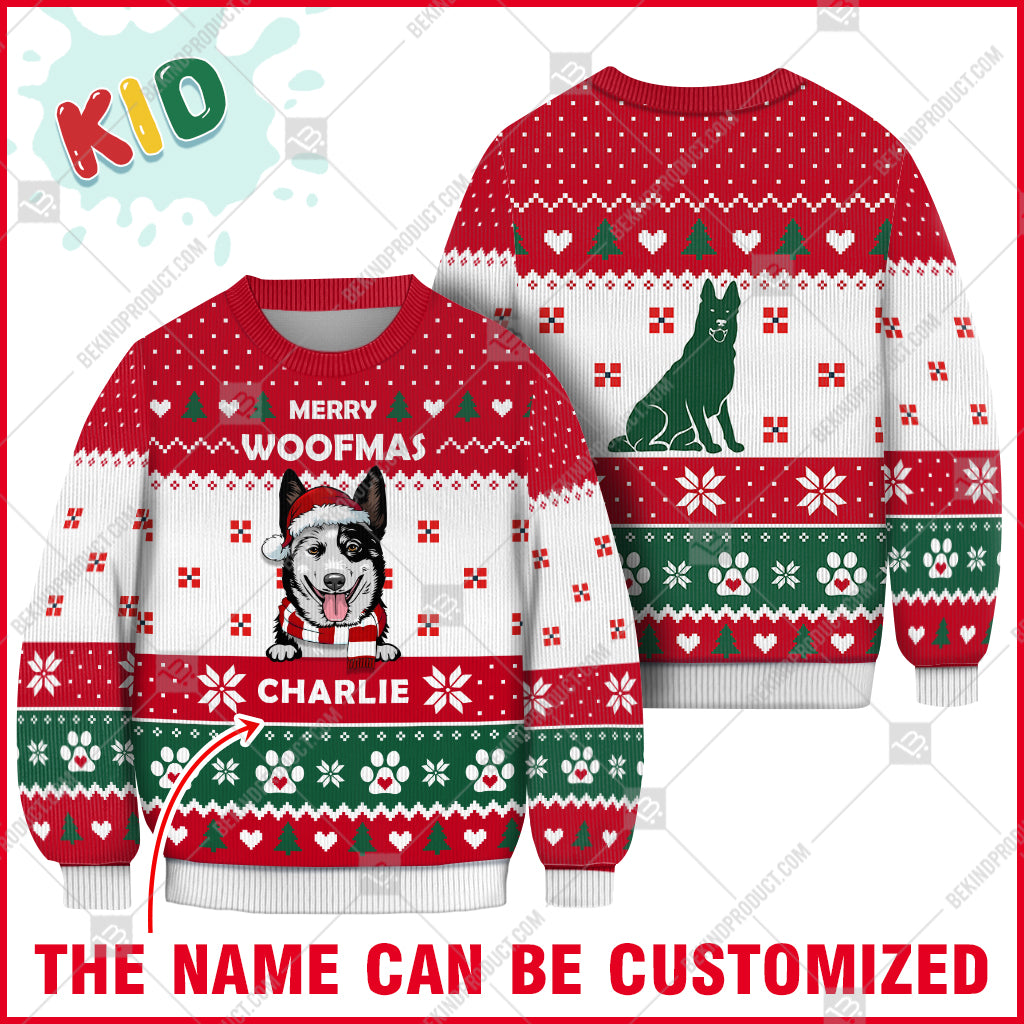 Australian Cattle Dog Christmas Paw Heart Print Ugly Christmas Sweater Print Sweatshirt - Personalized Custom - Best Gift For Noel - WeCustomit