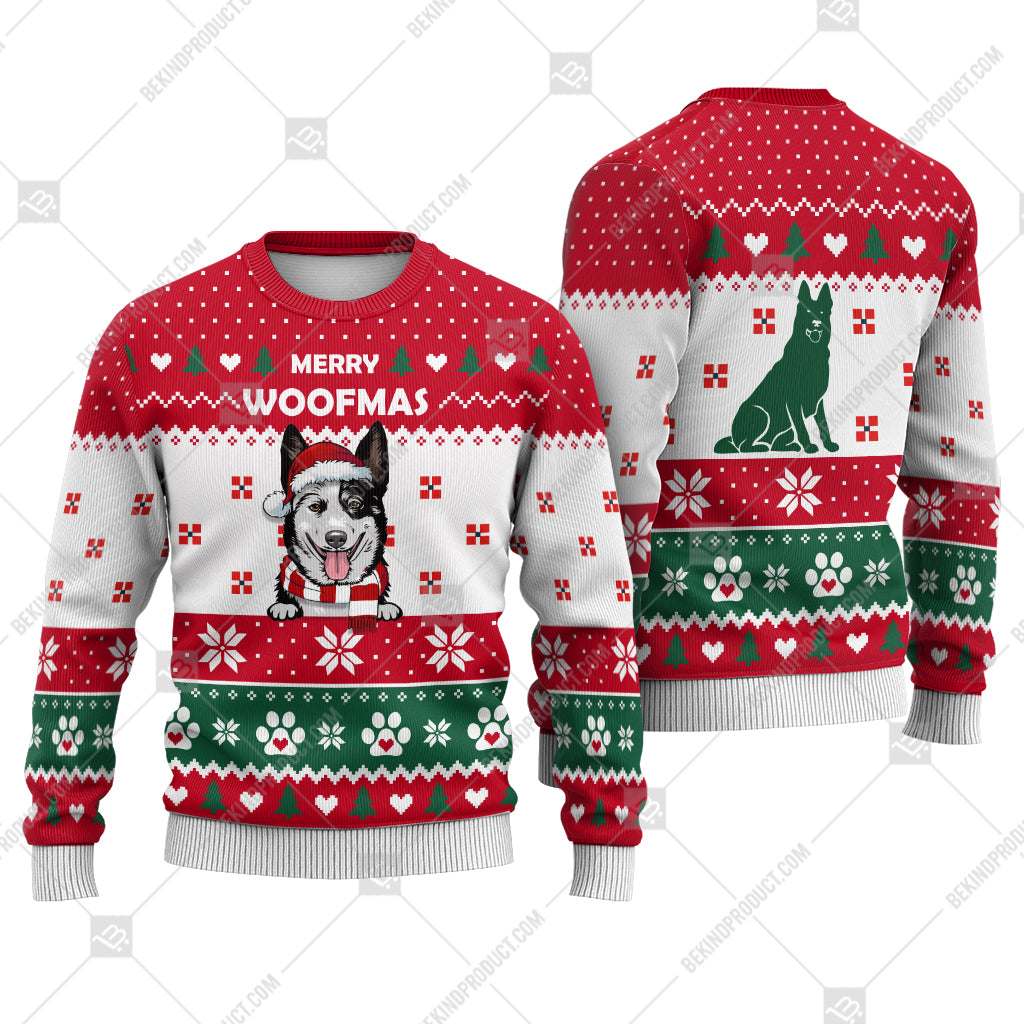 Australian Cattle Dog Christmas Paw Heart Print Ugly Christmas Sweater Print Sweatshirt - Best Gift For Christmas, Noel - WeCustomit